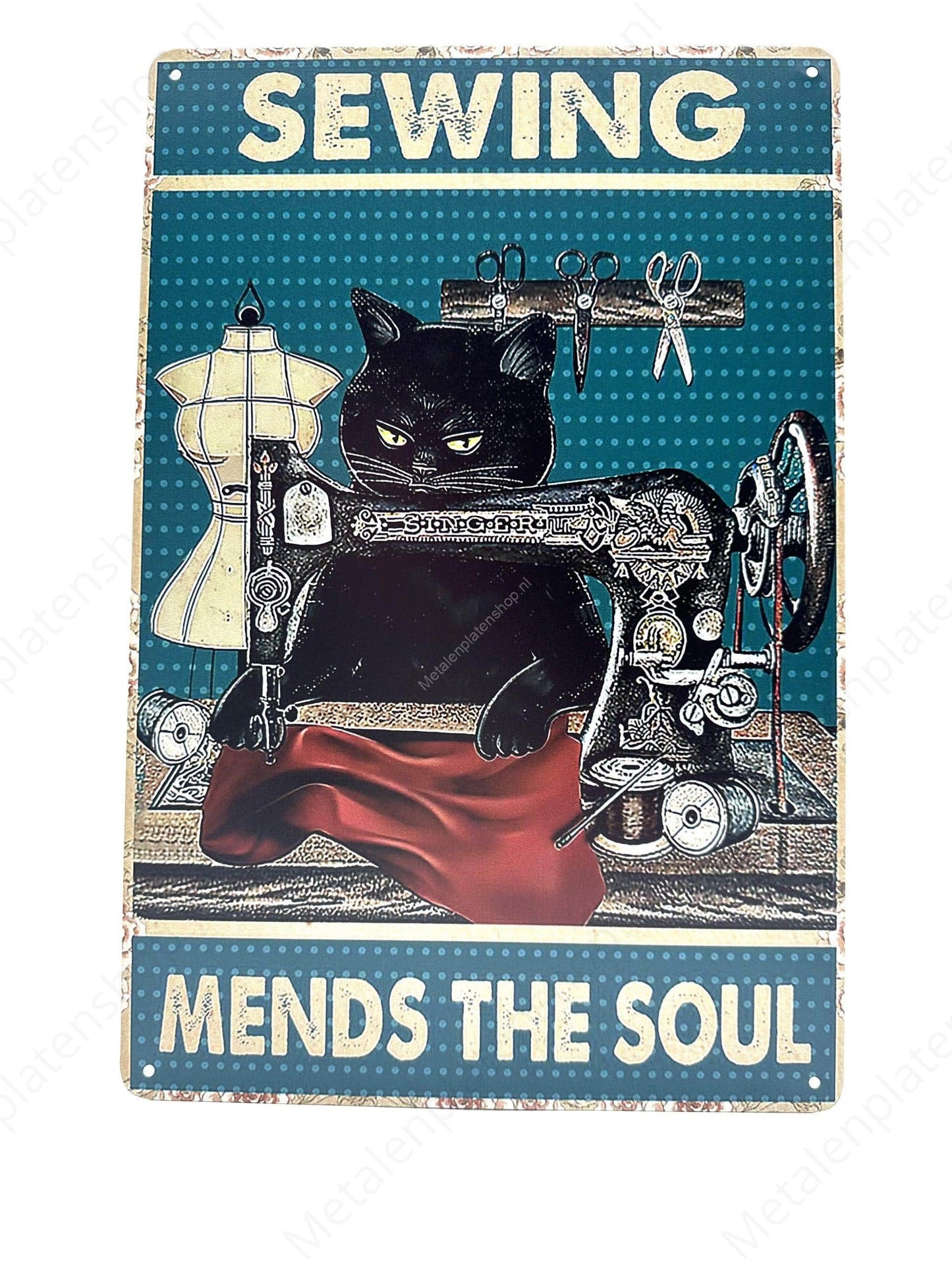 Sewing Mend The Soul - Metalen Wandbord