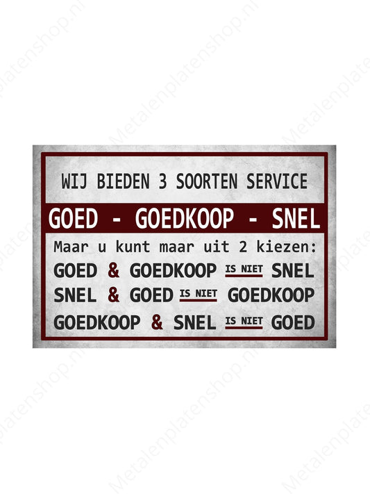 3 Types of Service - Metal Wall Sign