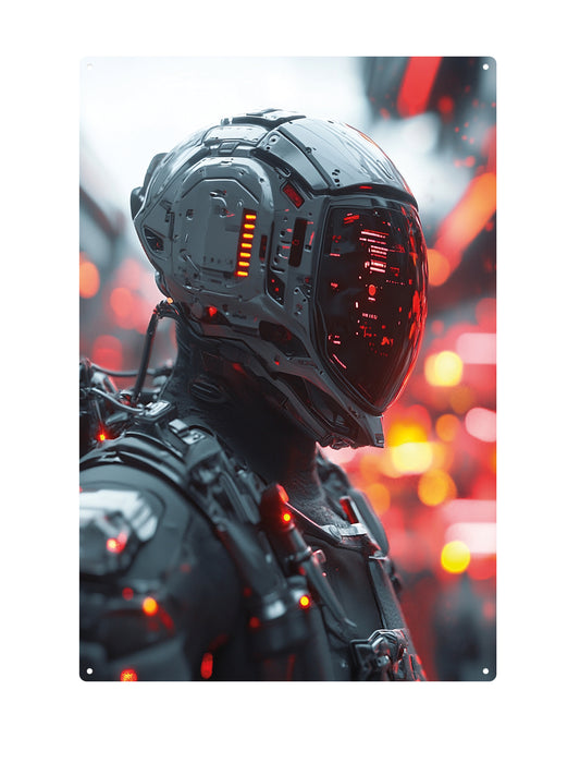 Sci-Fi-Astronaut im Weltraum – Blechschild 