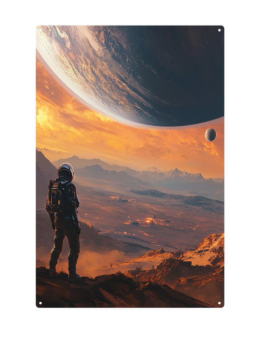 Blick auf den Planeten - Blechschild