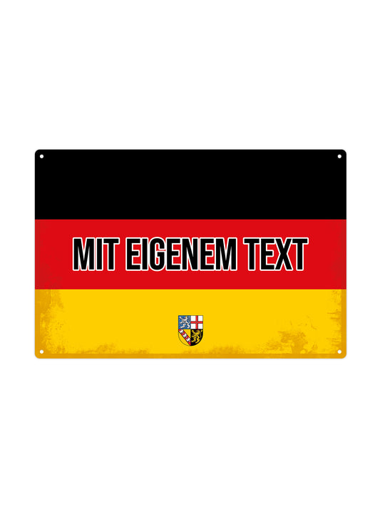 Saarland - Mit eigenem Text - Wandschild aus Metall 