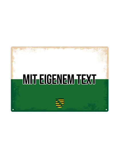 Sachsen - Mit eigenem Text - Metallwandschild