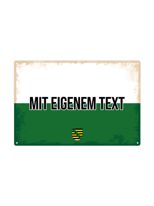 Sachsen - Mit eigenem Text - Metallwandschild