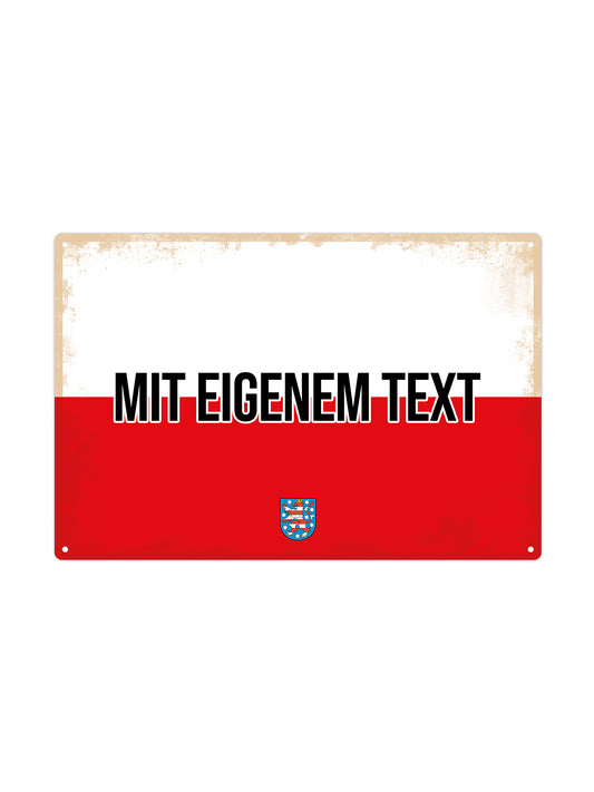 Thüringen - Mit eigenem Text - Metall Wandschild 