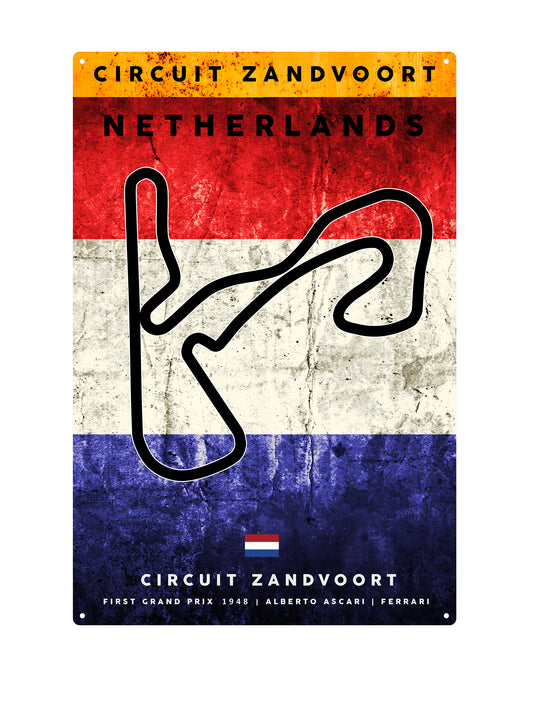 Metal Wall Sign Circuit Zandvoort - Grand Prix - Netherlands - Metal Wall Sign